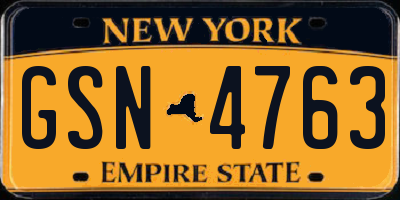 NY license plate GSN4763