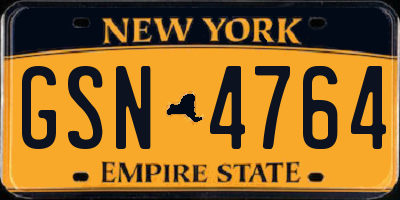 NY license plate GSN4764