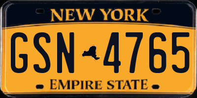 NY license plate GSN4765