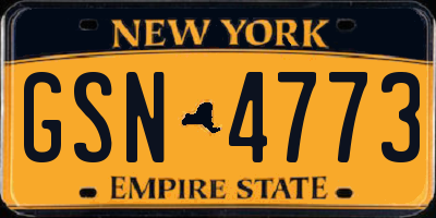 NY license plate GSN4773