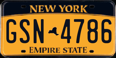 NY license plate GSN4786