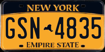 NY license plate GSN4835