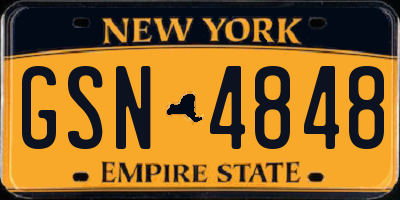 NY license plate GSN4848