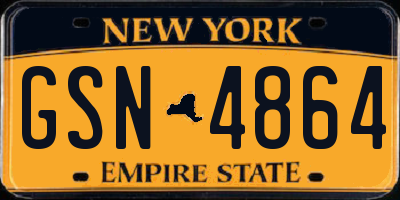 NY license plate GSN4864