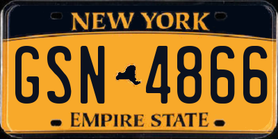 NY license plate GSN4866