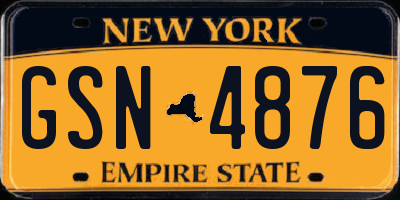 NY license plate GSN4876