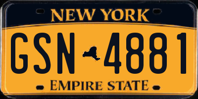 NY license plate GSN4881