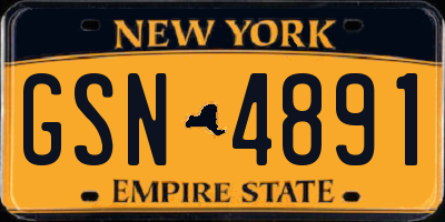NY license plate GSN4891