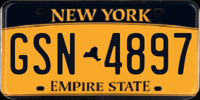 NY license plate GSN4897