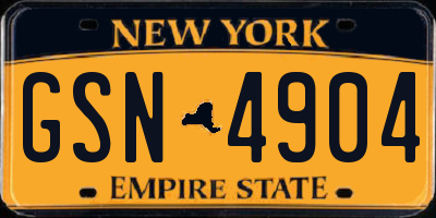 NY license plate GSN4904