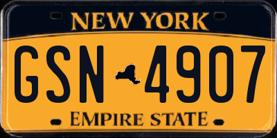 NY license plate GSN4907