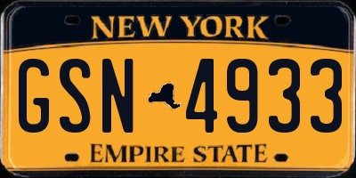 NY license plate GSN4933