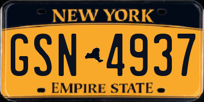 NY license plate GSN4937