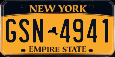 NY license plate GSN4941