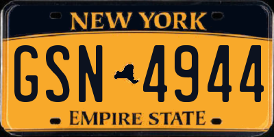 NY license plate GSN4944