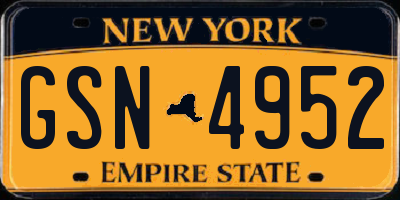NY license plate GSN4952