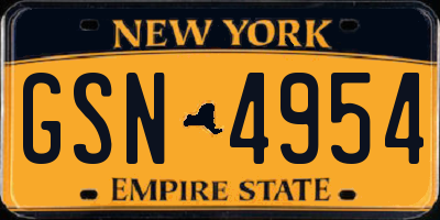 NY license plate GSN4954