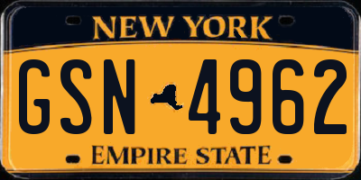 NY license plate GSN4962