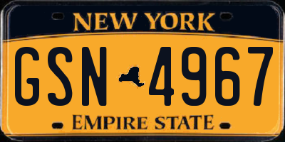 NY license plate GSN4967