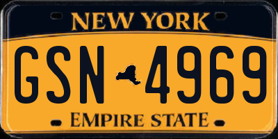 NY license plate GSN4969