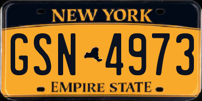 NY license plate GSN4973