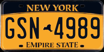 NY license plate GSN4989