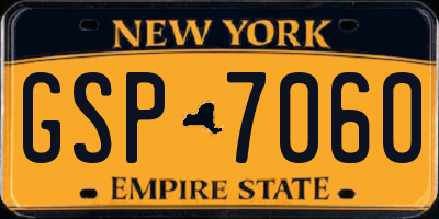 NY license plate GSP7060