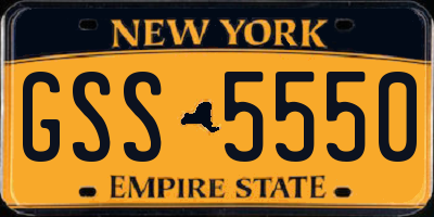 NY license plate GSS5550