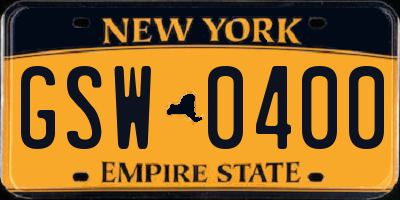 NY license plate GSW0400