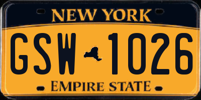 NY license plate GSW1026
