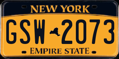 NY license plate GSW2073