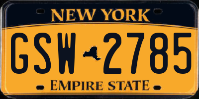 NY license plate GSW2785