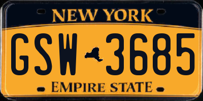 NY license plate GSW3685