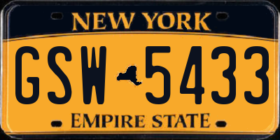 NY license plate GSW5433