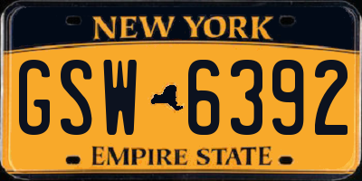 NY license plate GSW6392