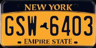 NY license plate GSW6403