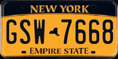 NY license plate GSW7668