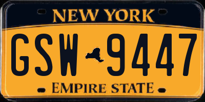 NY license plate GSW9447