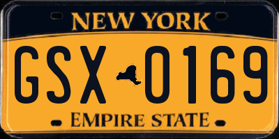 NY license plate GSX0169
