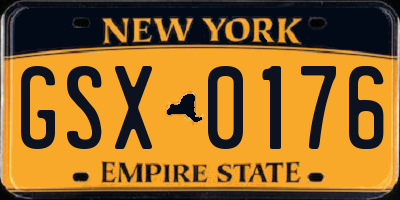 NY license plate GSX0176