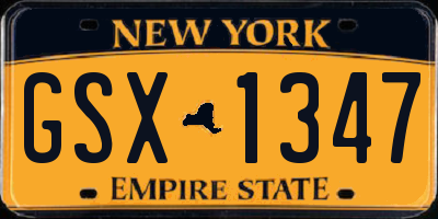 NY license plate GSX1347