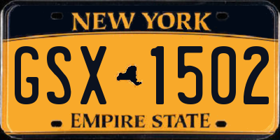 NY license plate GSX1502