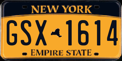 NY license plate GSX1614