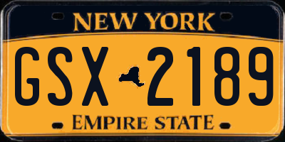 NY license plate GSX2189