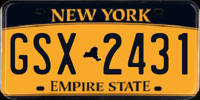 NY license plate GSX2431