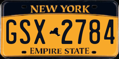 NY license plate GSX2784