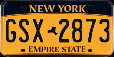 NY license plate GSX2873