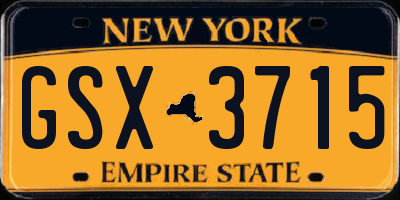 NY license plate GSX3715