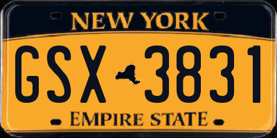 NY license plate GSX3831