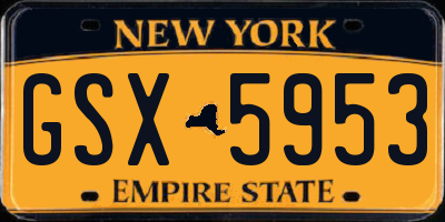 NY license plate GSX5953